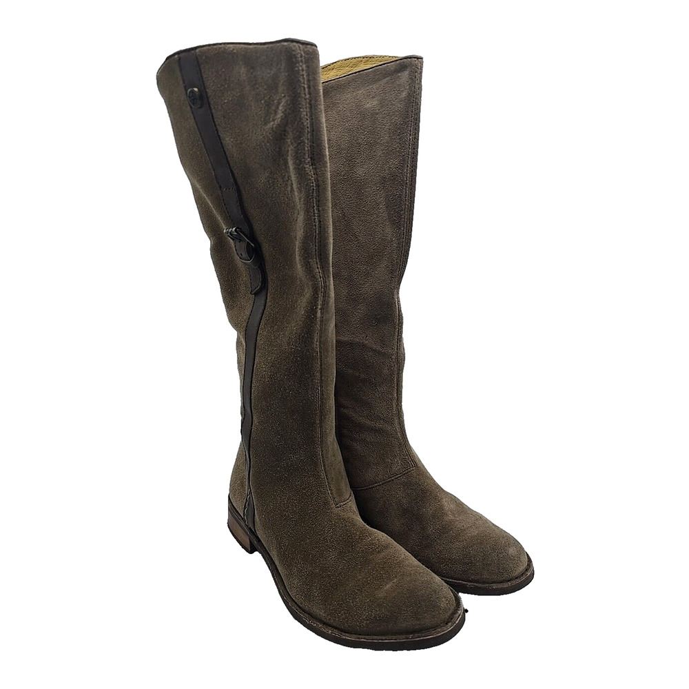 Bussola Brown Suede Buckle Side‎ Zip Western Tall Riding Boots Womans Size 38